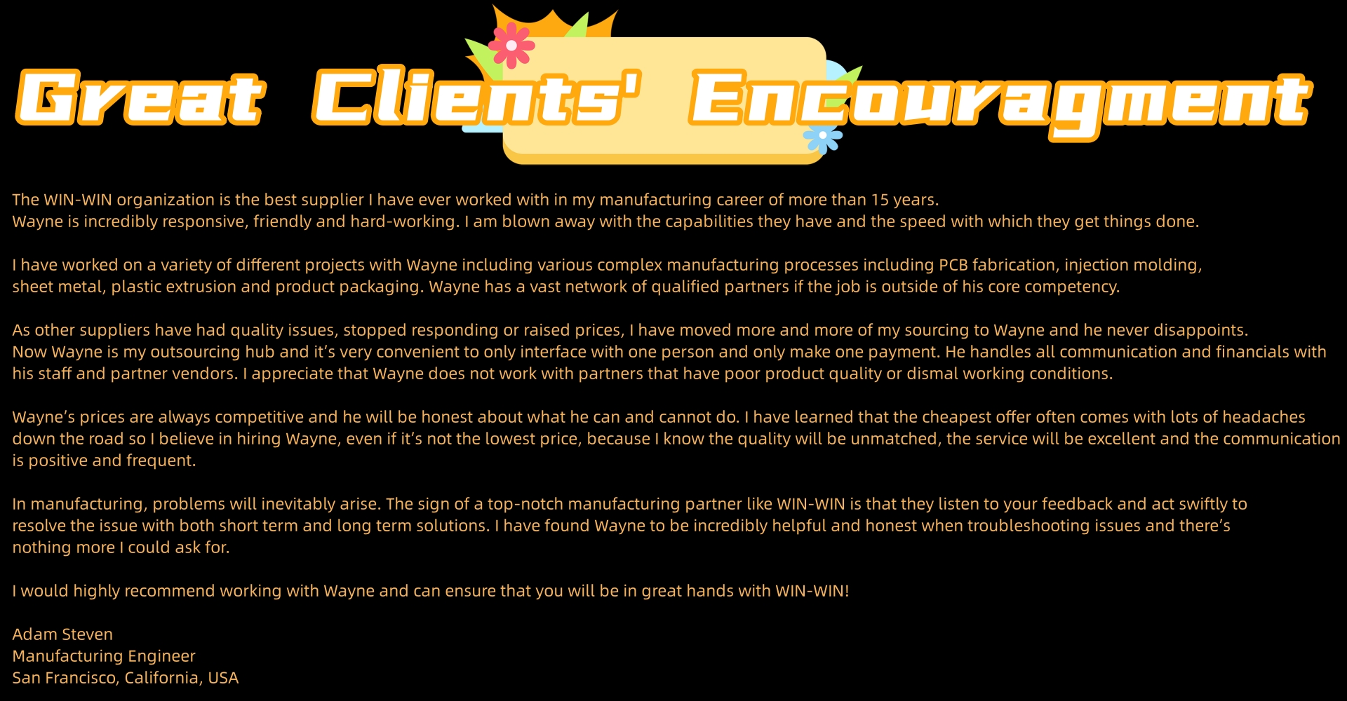 Great Clients Encouragment
