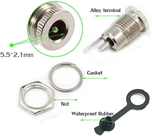 DC-099 5.5 mm x 2.1mm 30V 10A DC Power Jack Socket Threaded Female Panel Mount Connector Adapter