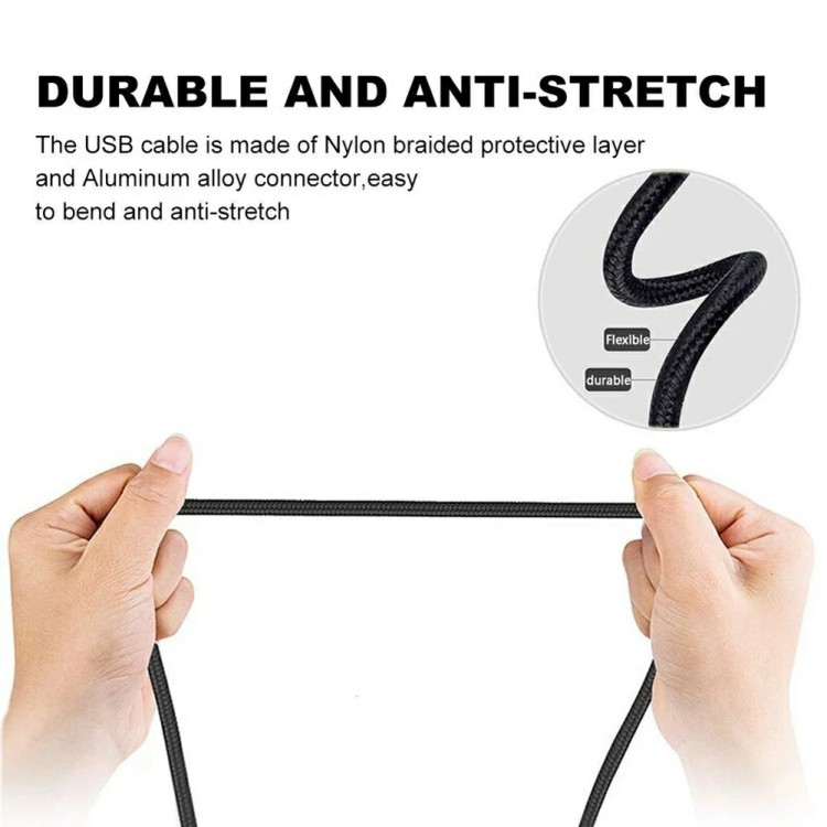 Nylon braided 3ft 6ft 10ft 3 in 1 usb 3.0 charger cable micro usb 8pin type C fast charging data cable for mobile phone