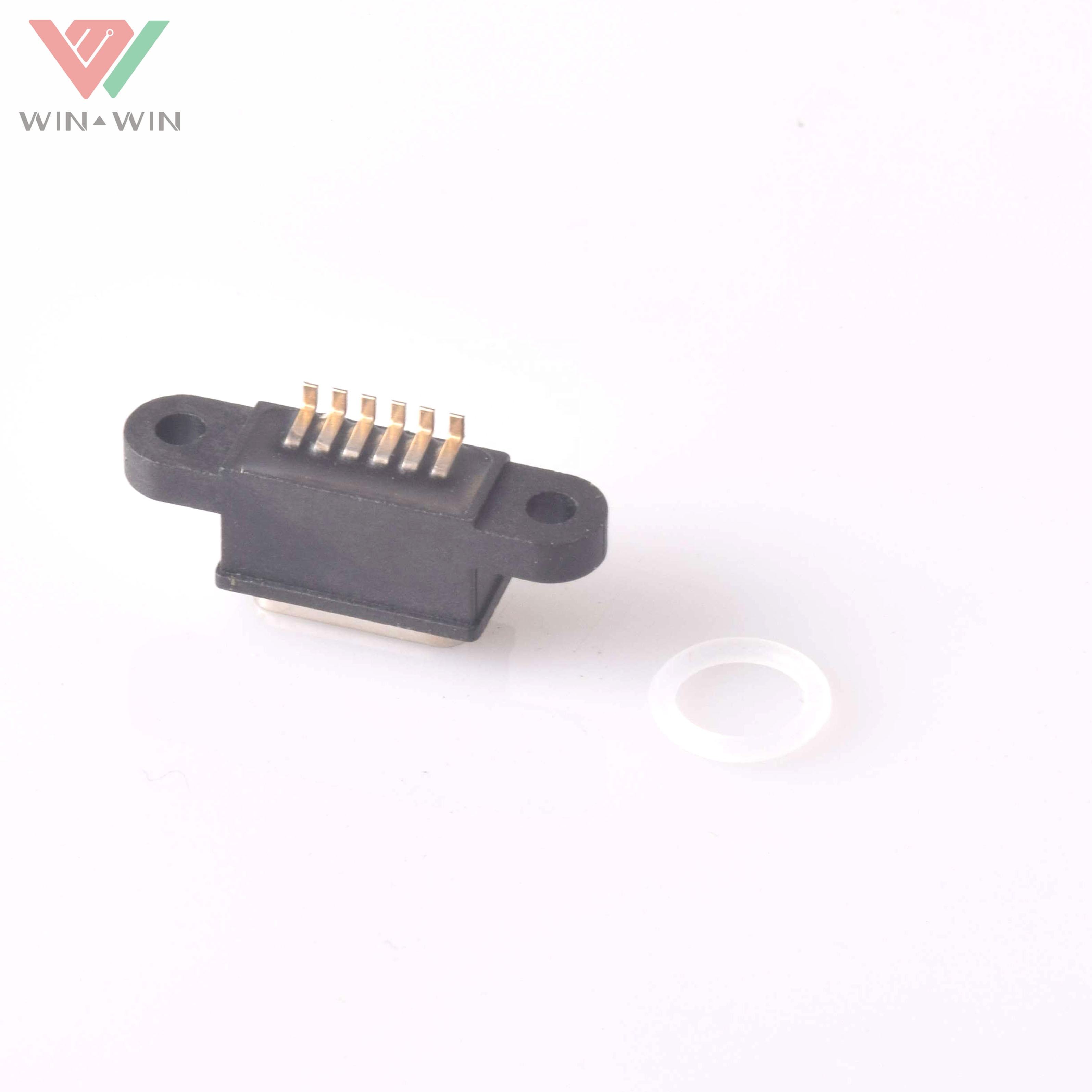 China Factory 6Pin Waterproof Female USB Type C Connector IPX8