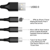 Nylon braided 3ft 6ft 10ft 3 in 1 usb 3.0 charger cable micro usb 8pin type C fast charging data cable for mobile phone
