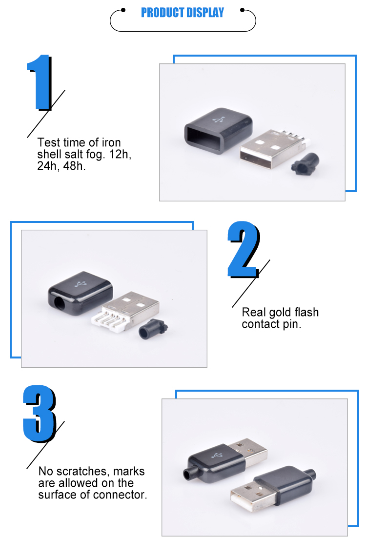 High Quality Assembled 2.0 Male Usb A Connector