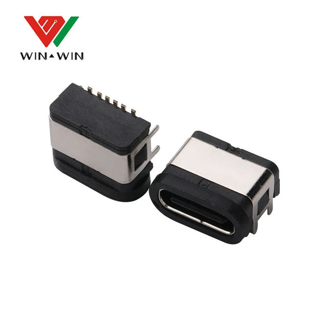 Waterproof panel mount electrical automotive usb type c 6pin miniature connector
