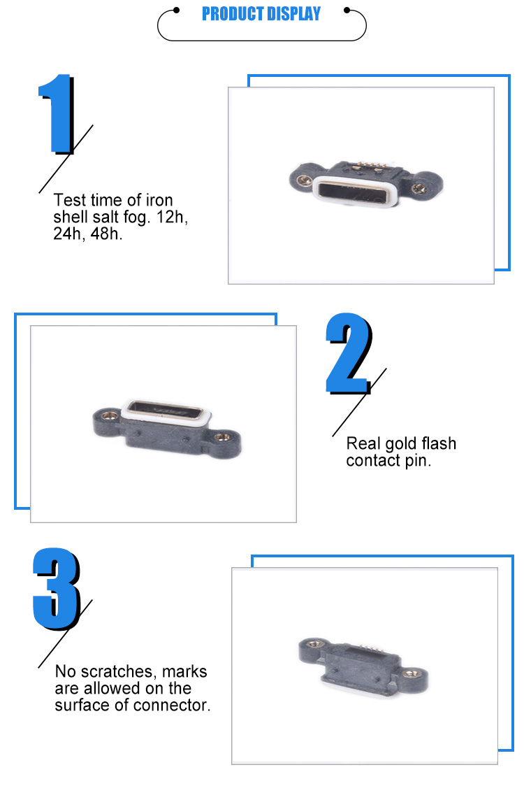 Custom Waterproof Micro Usb 5 Pin Connector Female