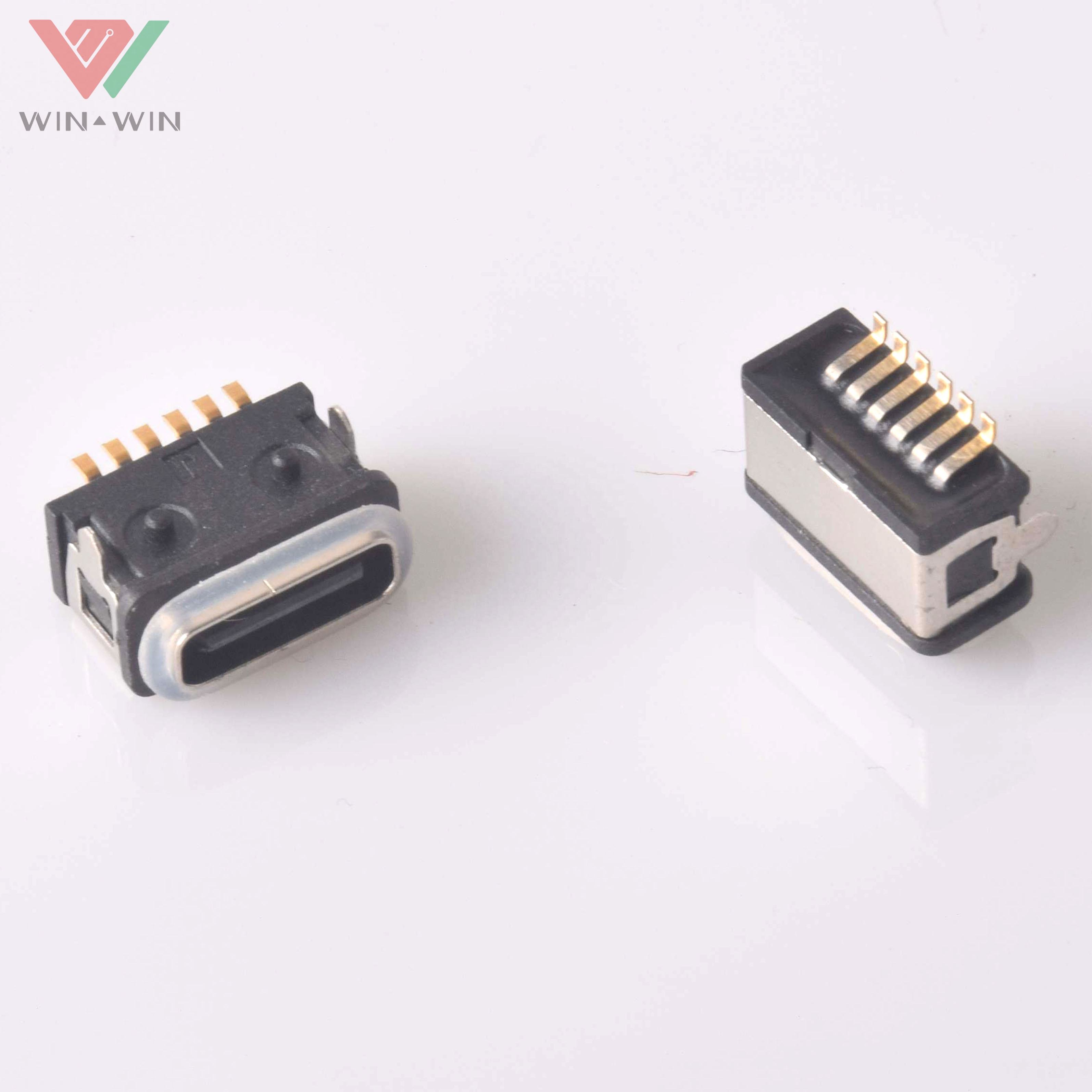 Manufacturer high Quality IPX8 6Pin USB C Jack SMT Connector
