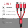 Nylon braided 3ft 6ft 10ft 3 in 1 usb 3.0 charger cable micro usb 8pin type C fast charging data cable for mobile phone